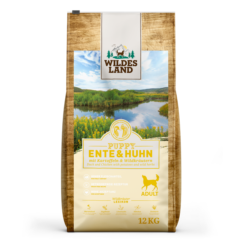 Wildes Land Classic Puppy Trockenfutter Ente & Huhn